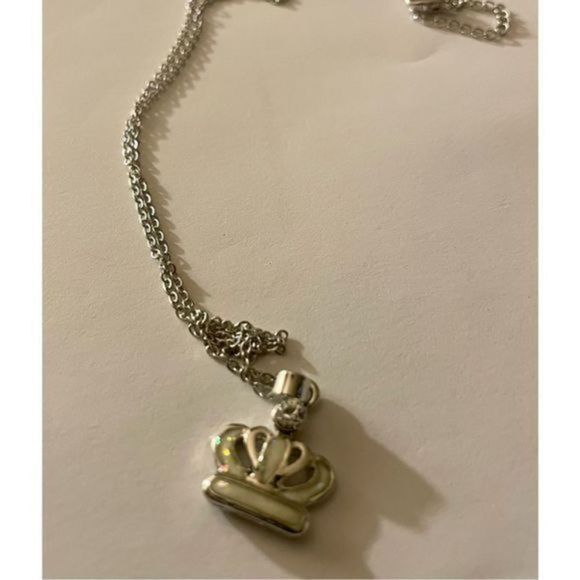 WHITE OPAL N SAPPHIRE ON SILVER CROWN NECKLACE - Picture 6 of 7